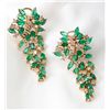 Image 1 : Pair of Emerald, Diamond, 14K Yellow Gold Drop Style Earrings