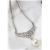 Pearl, Diamond, 18K White Gold Pendant Necklace