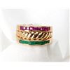 Image 1 : Lady's Emerald, Ruby, 14K Yellow Gold Band Style Ring