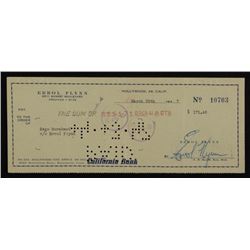 Errol Flynn signed check
