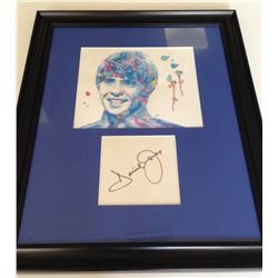 The Monkees Davy Jones Framed Autograph and Watercolor