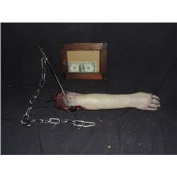 MARILYN MANSON STAGE SHOW PROP 7 SEVERED BLOODY BODY PARTS ON MEAT HOOKS