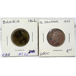 1962 5 Stotinka Bulgaria,1974 Centavos El Salvador