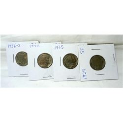 Lot-Buffalo Nickels (2)1929,(1)1935 & (1)1936-S