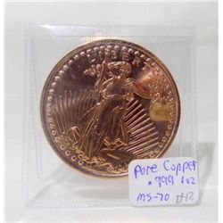 2012 Copper Bullion Coin 1 AVDP Ounce .999 Purity