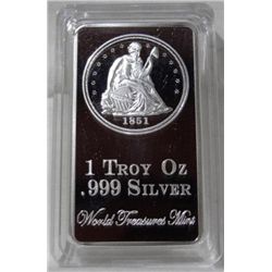 1 Troy oz .999 Silver/Clad Bar