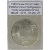 Image 1 : 1923 Peace Silver Dollar MS-66 w/Appraisal