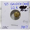 Image 1 : 1907 Mini St Gaudins 22K Uncirculated Replica