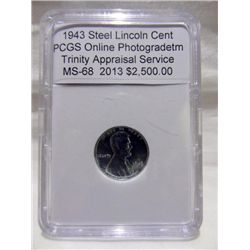 1943 Steel Penny MS-68 w/Appraisal
