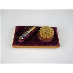 KFABERGE-GILT AND CLOISONN? CHALK HOLDER marked