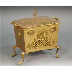 Victorian Style Brass Coal Bin Rectangular on sc