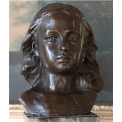 Lovely Female Child Portrait Bust Bronze Sculpture