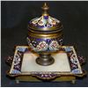 Image 1 : 1880s FRENCH CHAMPLEVE ENAMEL WITH ONYX IN