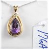 Image 1 : 14k Yellow Gold Amethyst and Daimond Pendant with