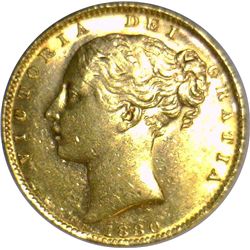 Australia 1880 S Sovereign - Inverted A in place of V - NGC AU58