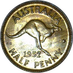 Australlia 1952 A. Halfpenny - NGC MS63 BN