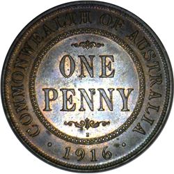 Australia 1916 Penny - NGC MS64 BN