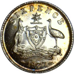 Australia 1927 Sixpence - NGC MS66