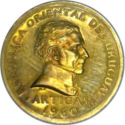 Uruguay 1960 2 Centessimo NGC PR 64 & 25 Centessimo NGC PR64 (2) - ex Melbourne Mint Museum