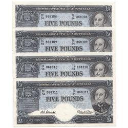 Ausrtralia Coombs/Wilson 1961 5 Pound, Run of 4 - Original gEF/aUNC (4)