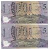 Image 1 : Australia Fraser/Cole 1992 5 Dollar AB19 - Last Prefix pair