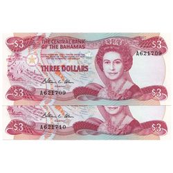 Bahamas 1984 3 Dollars Pair - UNC (2)