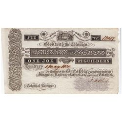 Essequebo & Demerary One Joe (22 Guilders) - UNC but handwritten Indian Ink has burnt through the pa