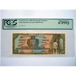 Haiti 1988 250 Gourdes 'Specimen' - PCGS UNC 67