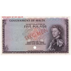 Malta 1961 5 Pound 'Brown & Violet Colour Trial' - aUNC