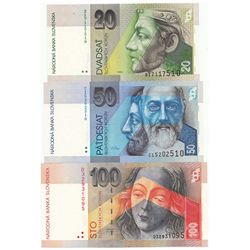 Slovakia 1993 20, 50, 100 Korun - UNC (3)