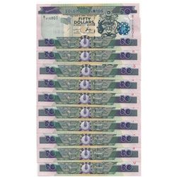 Solomon Islands 2004 Fifty Dollar, Consecutive Run of 10 - UNC (10)