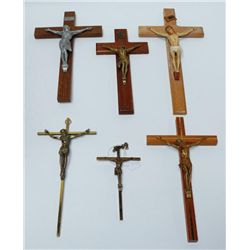 Six Vintage Crucifixes