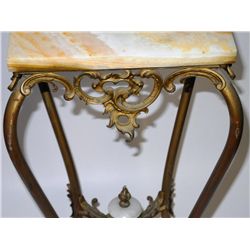 Antique French Brass Marble Top Table