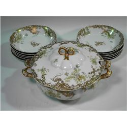 H&Co Haviland & Co Limoges Soup Tureen & Bowls