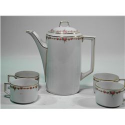 Vintage Coffee Porcelain Pot w cups