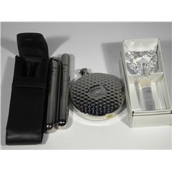 Cigar Cae, 2 Flask, Crystal Bottle Topper