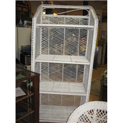 WHITE WICKER SHELF UNIT