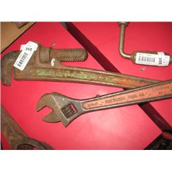 LARGE PIPE WRENCH & CRESENT WRENCH