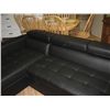 Image 2 : BLACK LEATHER MINI SECTIONAL - WITH OTTOMAN - NEW