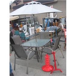 4 CHAIRS, TABLE, UMBRELLA (AS-IS)