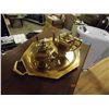 Image 1 : TEA SET & TRAY - GOLD PLATED - 3PC SET