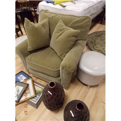 ARM CHAIR - CONTEMPORARY OLIVE GRN - OVER STUFFED