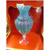 Image 1 : ART GLASS VASE ON PEDESTAL - BLUE