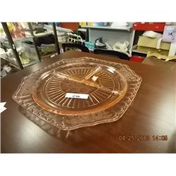 DEPRESSION GLASS DIVIDED SERVING DISH