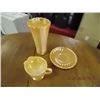 Image 2 : FIRE KING VASE, PLATE, CREAM SERVER - 3PC