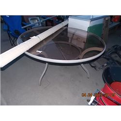 LARGE ROUND GLASS TOP PATIO TABLE