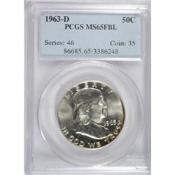 1963-D FRANKLIN HALF DOLLAR PCGS MS65 FBL