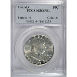 1961-D FRANKLIN HALF DOLLAR PCGS MS64 FBL