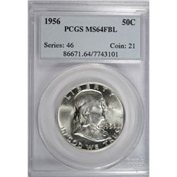 1956 FRANKLIN HALF DOLLAR PCGS MS64 FBL