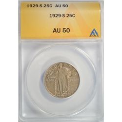 1929-S STANDING LIBERTY QUARTER ANACS AU50